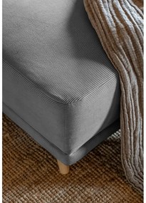Colțar gri extensibil cu tapițerie din catifea reiată (colț dreapta/în formă de "U") Lazy Lukka – Miuform
