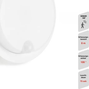 Telefunken - Aplica de exterior cu senzor LED/12W/230V IP44 albă