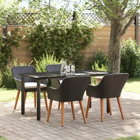 vidaXL Set de dining de 5 piese Negru Poliratan
