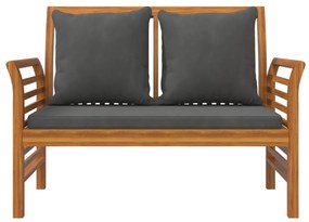 Set mobilier de gradina cu perne, 4 piese, lemn masiv de acacia Canapea cu 2 locuri + 2x fotoliu + masa, 1, Morke gra