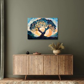 Tablou pe sticlă – Mozaic – soare și arbore II. (70x50 cm)