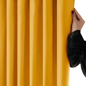 decoDoma Draperie catifelată FILUMI muştar 140 x 250 cm set 2 buc