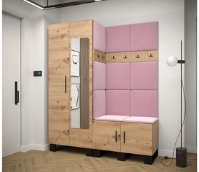 Set mobilier pentru hol Amanda 14 (Stejar artisan + roz). 1085975