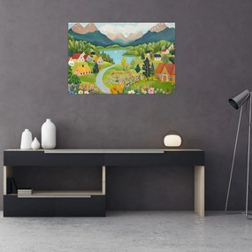 Tablou - Sat în Munți (90x60 cm)