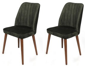 Set de scaune de sufragerie Alfa Khaki și Walnut,2 buc.