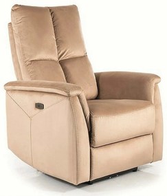 Fotoliu recliner NEPTUN, bej, stofa catifelata/metal, 76x94/160x96 cm