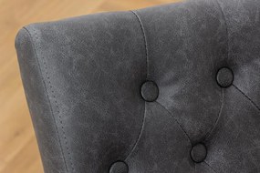 Set 2 scaune Stil Baroc, Piele Sintetica, Negru Vintage, CASTLE