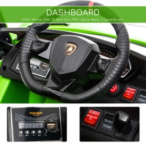 HOMCOM Masina Electrica pentru Copii, Automobil Lamborghini Aventador cu Telecomanda, Faruri LED, Muzica, Varsta 3-8 Ani, Verde | Aosom RO