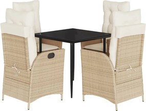 vidaXL Set mobilier de grădină cu perne, 5 piese, bej, poliratan