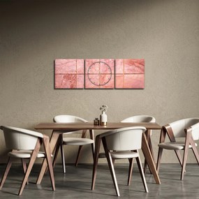 Tablou - Roz, gresie marmorată (cu ceas) (90x30 cm)