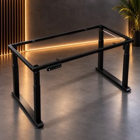 ELEVON ST01 - Cadru electric reglabil pentru birou, 2 motoare, înălțime reglabilă 70–114 cm, structură extensibilă 112–165 cm, 4 memorii, senzor anti-coliziune, funcționare silențioasă, Negru