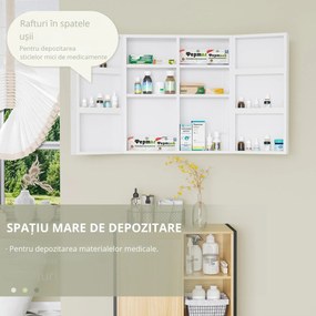 kleankin Dulap pentru Medicamente cu 6 Rafturi cu Încuietoare și 2 Chei de Siguranță, Dulap din Oțel, 55x18x60 cm, Alb