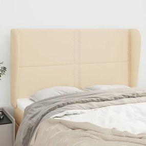 3117819 vidaXL Tăblie de pat cu aripioare, crem, 147x23x118/128 cm, textil