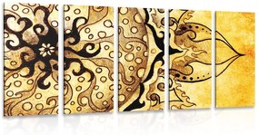 Tablou 5-piese Mandala cu atingere vintage