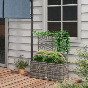 Outsunny Jardinieră de Gradină Autoportantă, Pat de Flori pentru Plante Cățărătoare, Design Modern, 84x30x107cm, Gri Deschis | Aosom Romania