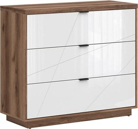 Comoda FORN, nuc/alb lucios, PAL melaminat, 106x43x93 cm