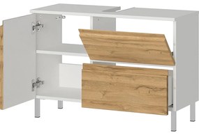 Dulap alb sub chiuvetă cu aspect de stejar 80x56 cm Torrance - Germania