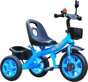Tricicleta cu pedale pentru copii 2-5 ani, NBW, cos frontal negru si cos spate, Albastru