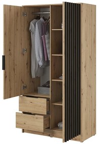 Dulap cu oglindă Neria 105 cm - stejar artisan / negru