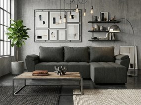 OFERTA Canapea extensibila de colt, reversibila, LIVARO 251x140 cm, gri inchis, a doua calitate