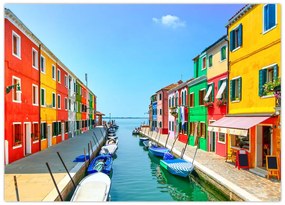 Tablou pe sticlă - Insula Burano, Veneția, Italia (70x50 cm)