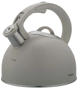Ceainic cu fluier Klausberg KB-7912, 2.5 l, Maner cu efect de lemn, Inductie, Gri deschis