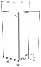 Corp Baie Zaria, 1 Usa, Gri Lucios/Alb, MDF, L 30 x l 35 x H 85 cm