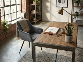 Fotoliu de sufragerie LOREN VELVET gri cu picioare negre