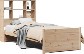 vidaXL Pat cu bibliotecă fără saltea, 90x190 cm, lemn masiv de pin