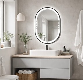 Oglinda LED 608 60x80 cm rama aluminiu neagra