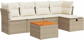 vidaXL Set canapele de grădină cu perne, 6 piese, bej, poliratan