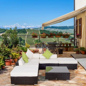 Outsunny Set Mobilier de Grădină 18 Piese din Ratan Sintetic Maro 80x80x50cm | Aosom Romania