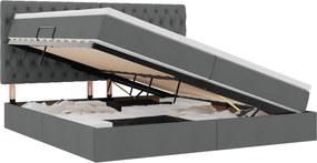 vidaXL Pat cu saltea și LED cu led Gri închis 200 x 200 cm Poliester