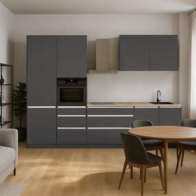 Mobilier de bucătărie, 3,3 m, antracit mat/antracit, ASTI 330