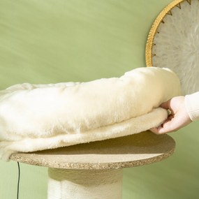 PawHut Copac pentru pisici grifou sisal natural 2 platforme coș observație jucărie bilă suspendată pluș bej | Aosom Romania