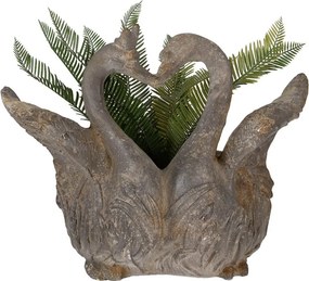 Jardinieră decorativă în formă de lebede, gri, stil brocante, 49x27x37 cm