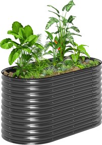 Outsunny Recipient pentru plante, ghiveci metalic cu margine de siguranță și mănuși, podea deschisă, 160B x 80T x 80H cm, Gri închis | Aosom Romania