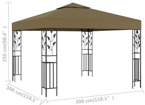 Pavilion de gradina, gri taupe, 3 x 3 m, 180 g m   Gri taupe