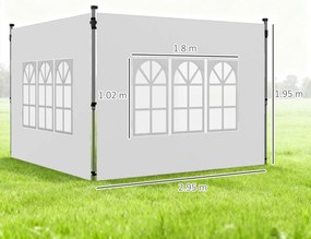 Outsunny Panouri Laterale pentru Foisor cu Fereastra pentru Foisor Pliabil de 3x3(m) sau 3x4m, 2 Bucati de Rezerva Laterale, Alb | Aosom Romania