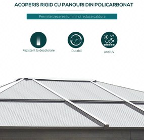 Outsunny Pavilion de Lux din Aluminiu Cort pentru Gradina 3x3.6x2.65m