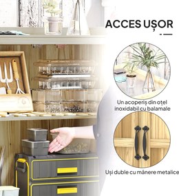 Outsunny Dulap Exterior, Depozit pentru Unelte cu Raft, din Lemn cu 2 Uși pentru Grădină, Terasă, Culoare Lemn Natural | Aosom Romania