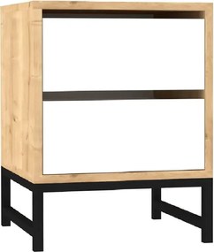 Noptiera Cefalu cu 2 sertar alb stejar 55x40x40 cm