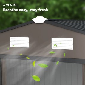 Outsunny Magazie de Grădină din Oțel cu 2 Uși Glisante, Maro | Aosom Romania