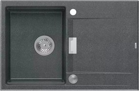 Chiuveta compozit incastrata Quadron Unique Oven negru diamant - inox 76x50 cm