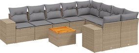 vidaXL Set canapele de grădină cu perne, 10 piese, bej, poliratan