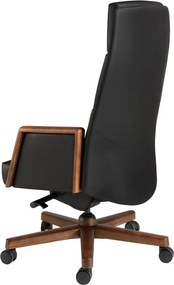 Scaun de birou modern piele sintetica si lemn Black