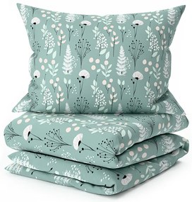 Lenjerie de pat din bumbac WILD FLOWERS mentol hoteliera cu buzunar Dimensiune lenjerie de pat: 70 x 90 cm | 140 x 200 cm