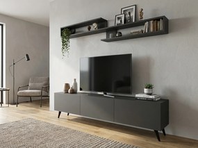Dulap TV MIYA 150 cm cu polita de perete, antracit