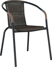 Scaun DOREN, maro/negru, rattan sintetic/metal, 53x63x72 cm