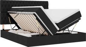 vidaXL Pat cu storage cu saltea Negru 200 x 200 cm Piele artificială
